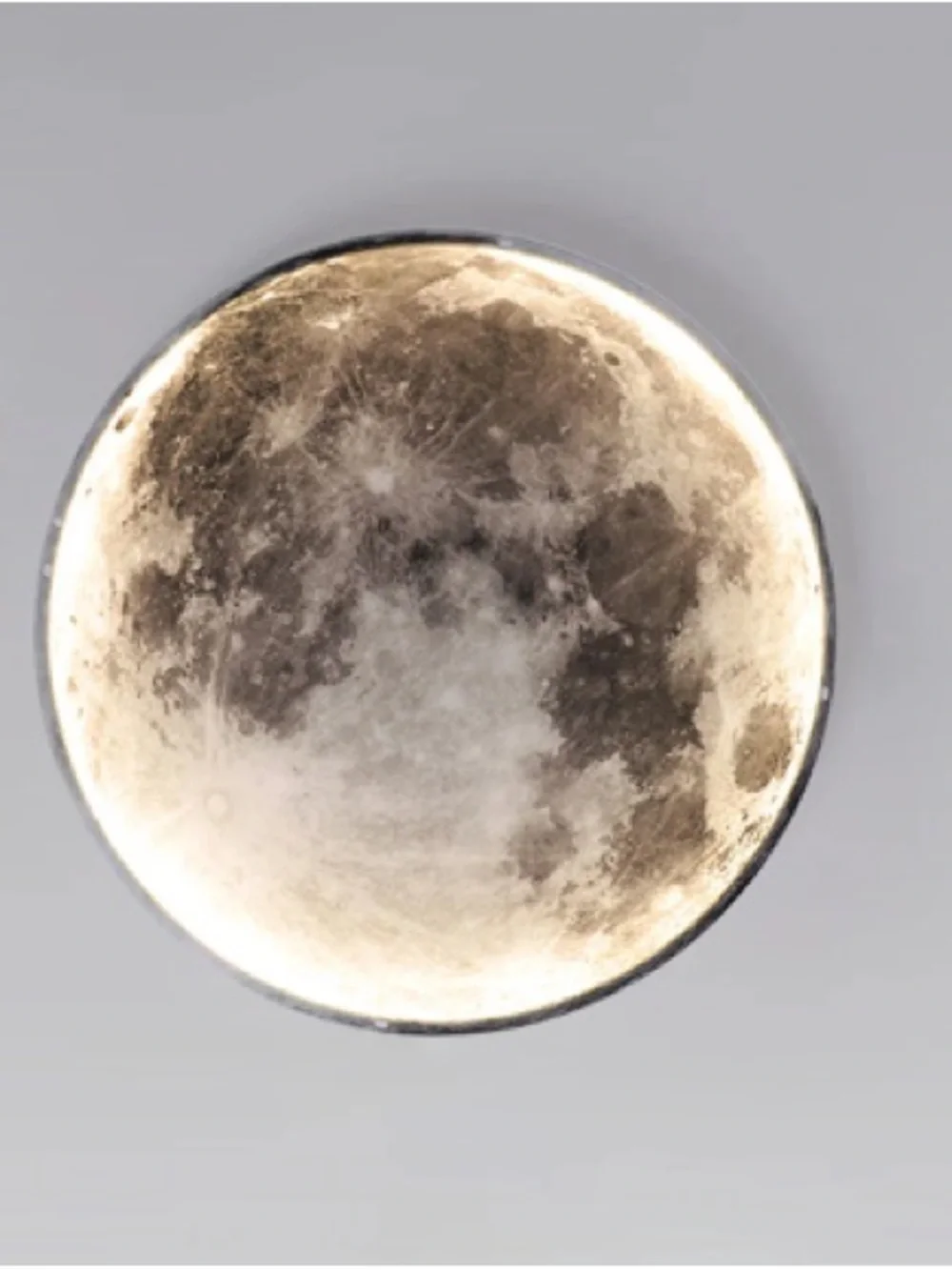 Full Moon Wall Art Light - Cream and Gray Moon Decor